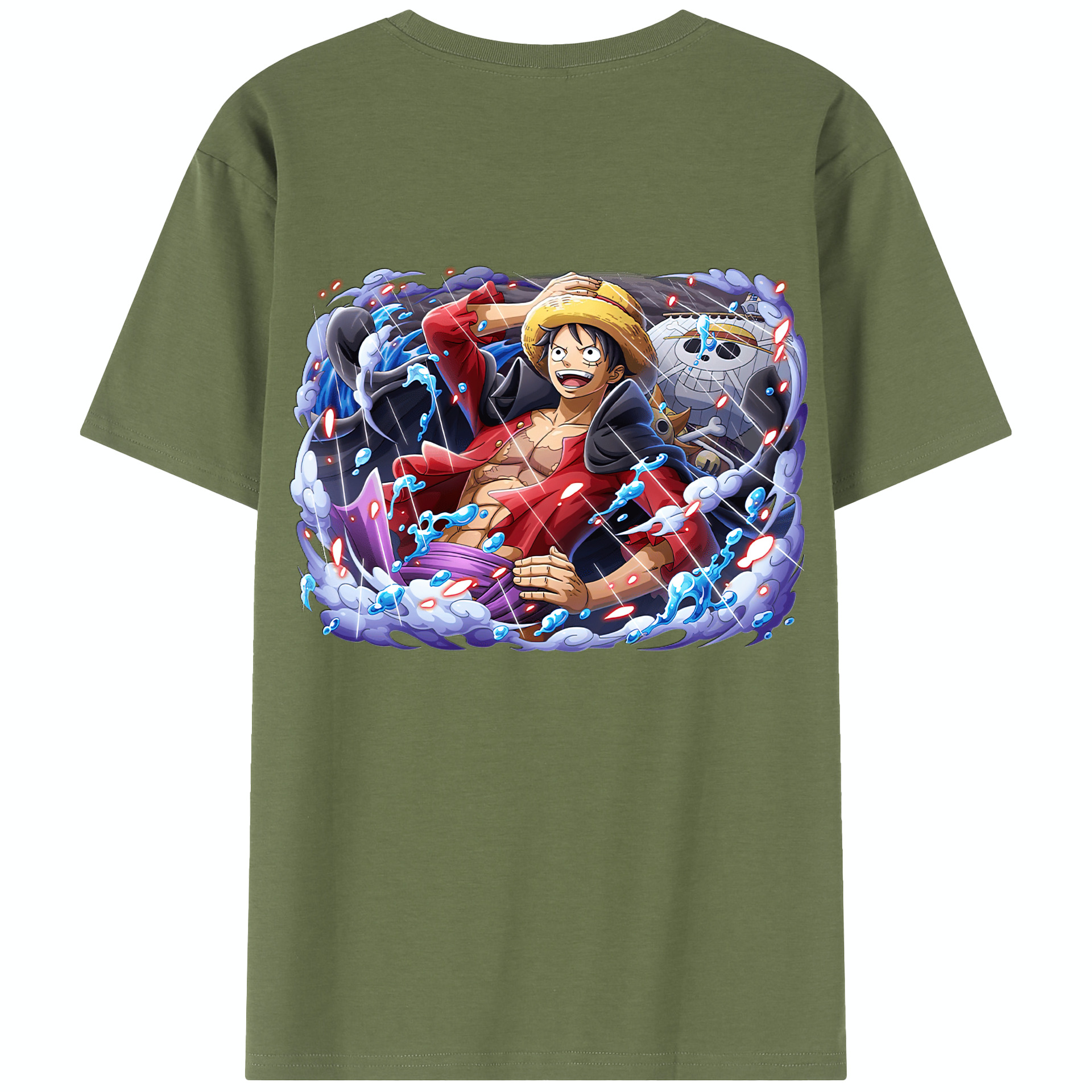 ワンピース モンキー・D・ルフィ ONE PIECE Monkey D. Luffy 綿100％半袖Tシャツ（背面プリント）